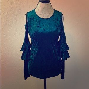 RO&DE Crushed Velvet Cold Shoulder Top